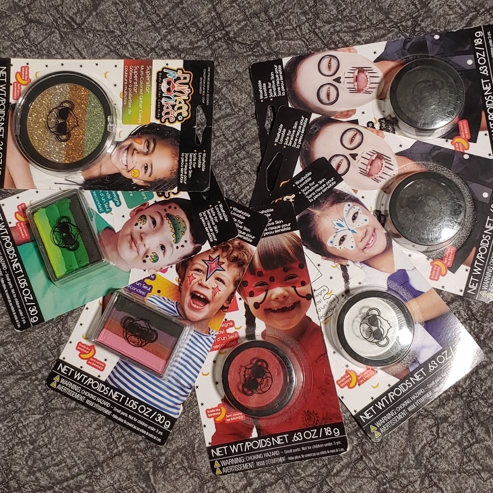 Funkee Monkee face paint cakes set of 7 NWOT